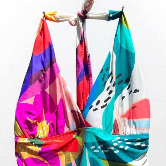 🌻NEW w.tags La Blanca Women's V-Neck Halter Tankini Top Size 12 | $98 Retail - Picture 4 of 11